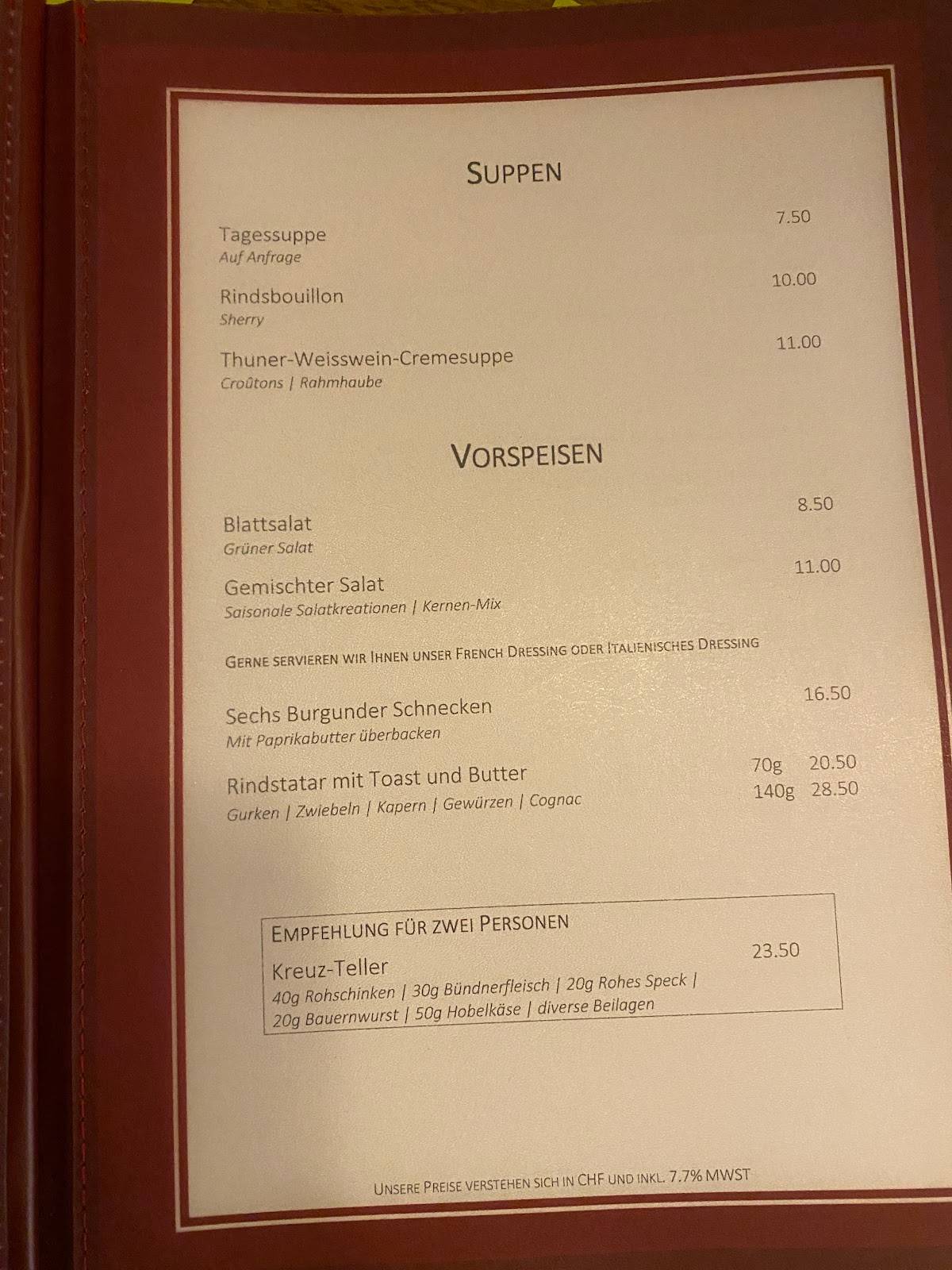 Menu di Kreuz 