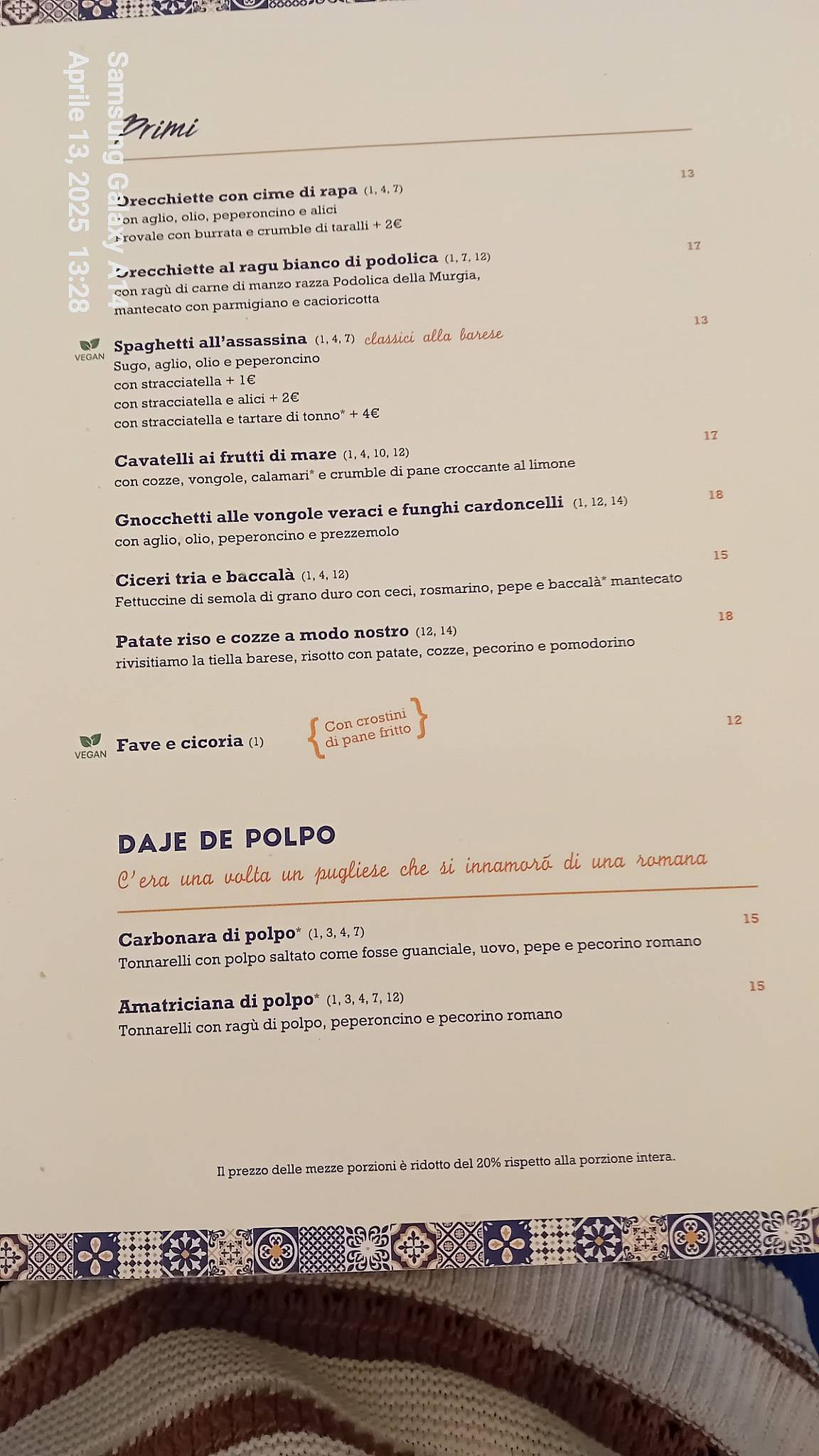 Menu di L’Apulia - Osteria Pugliese 