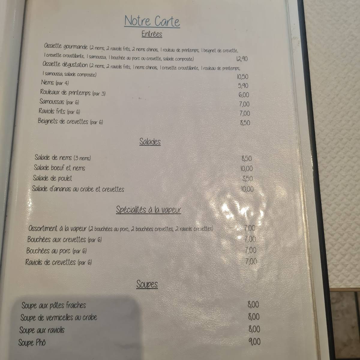 Menu de L'Asia Auch