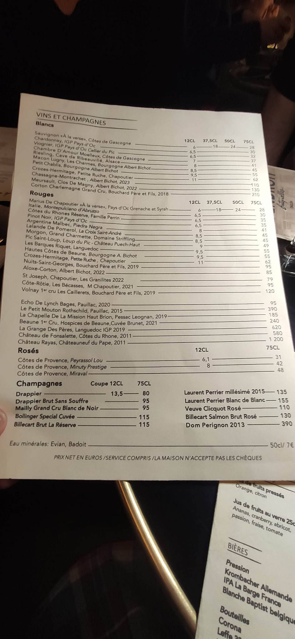 Menu de L'Endroit