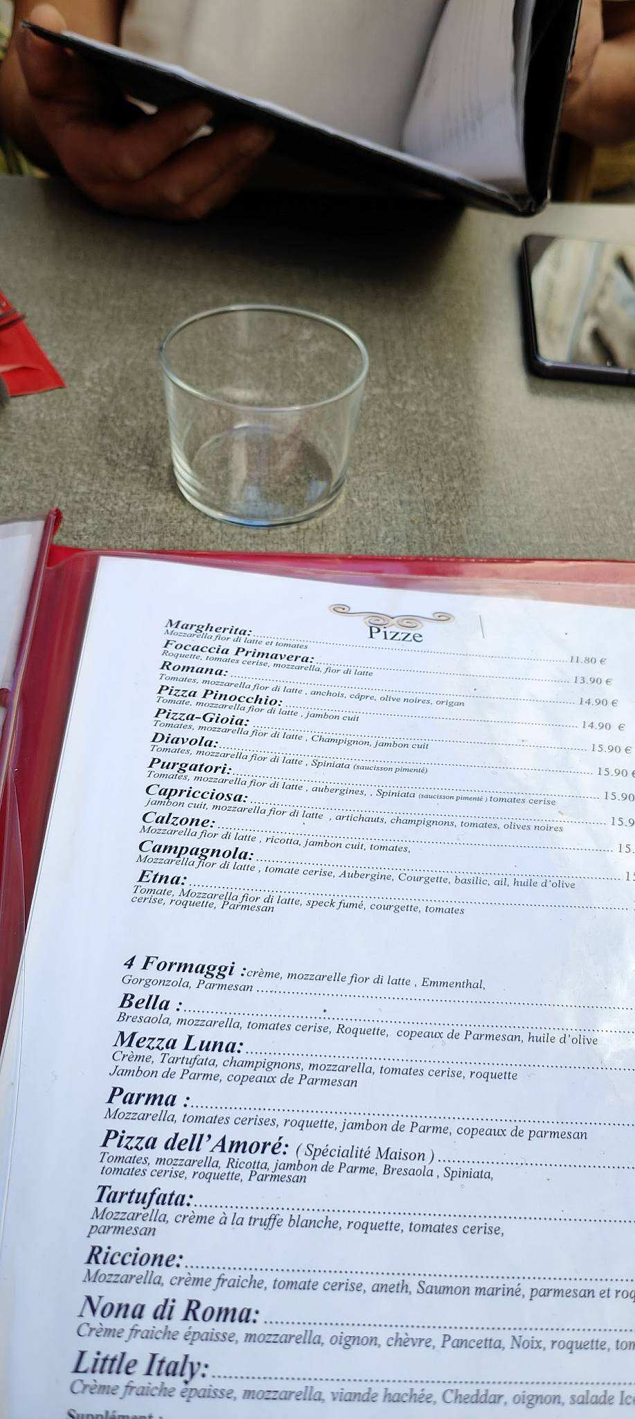 Menu de L'Italien le Restaurant