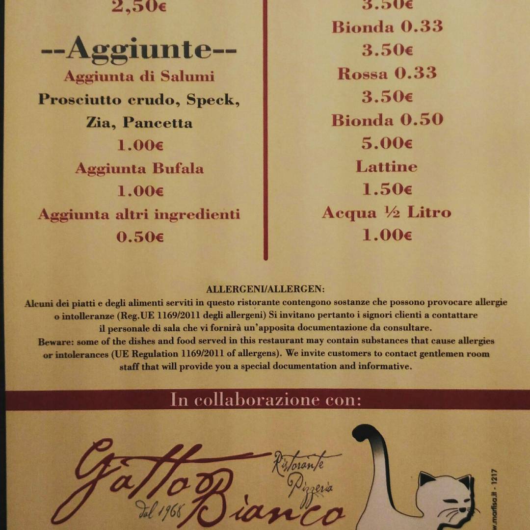 Menu di La Bottega del Gatto 