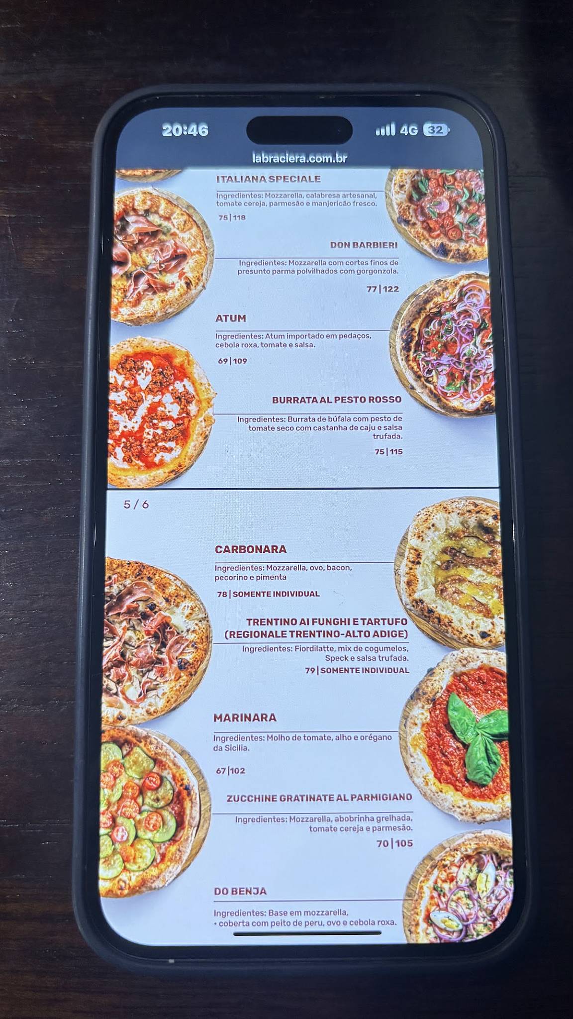 La Braciera Pizzaria - Pizza Napoletana cardápio