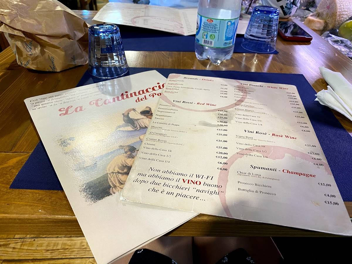 Menu at La Cantinaccia del Popolo restaurant, Sorrento