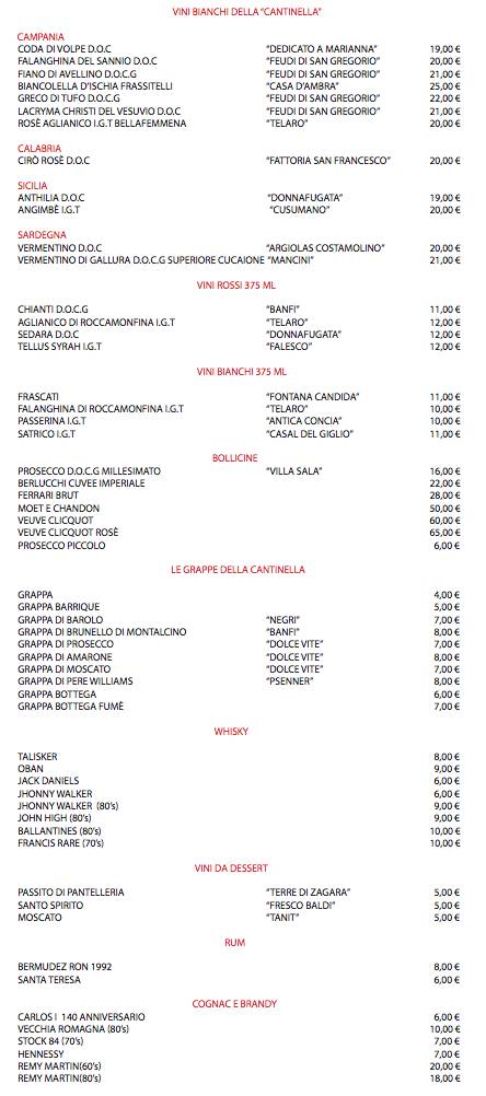 Menu di La Cantinella 