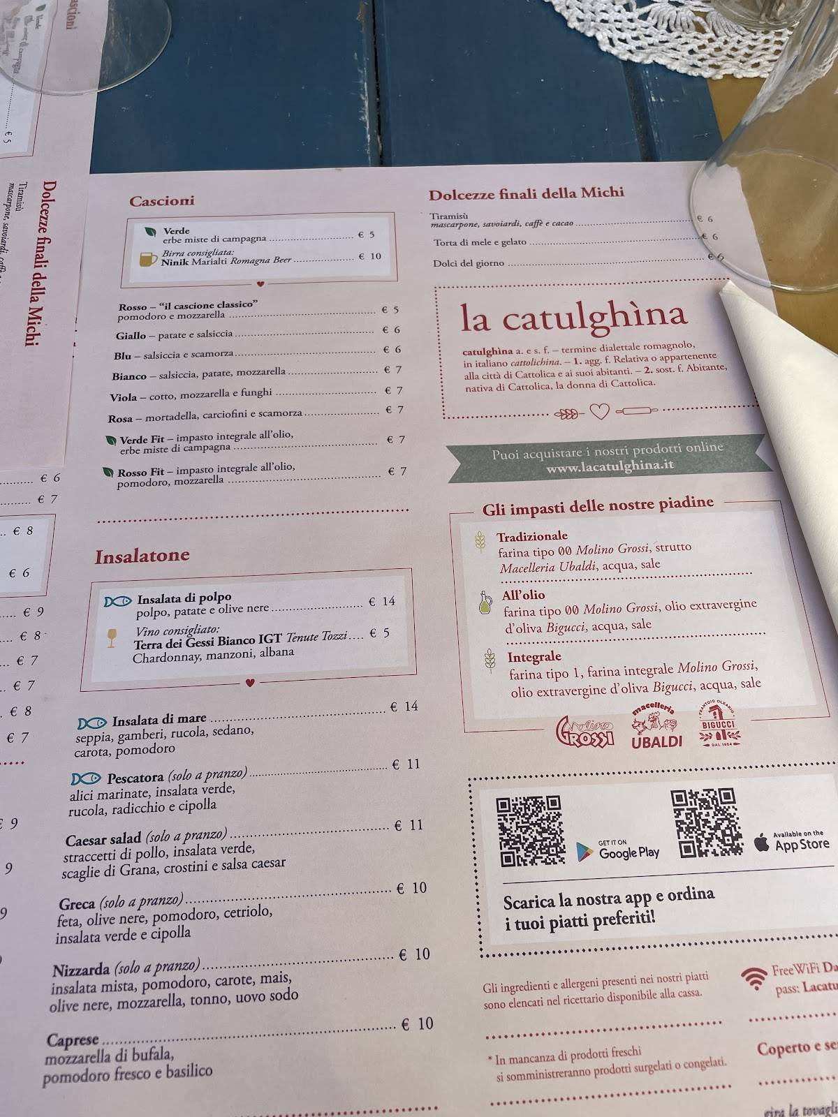 Menu di La Catulghina 