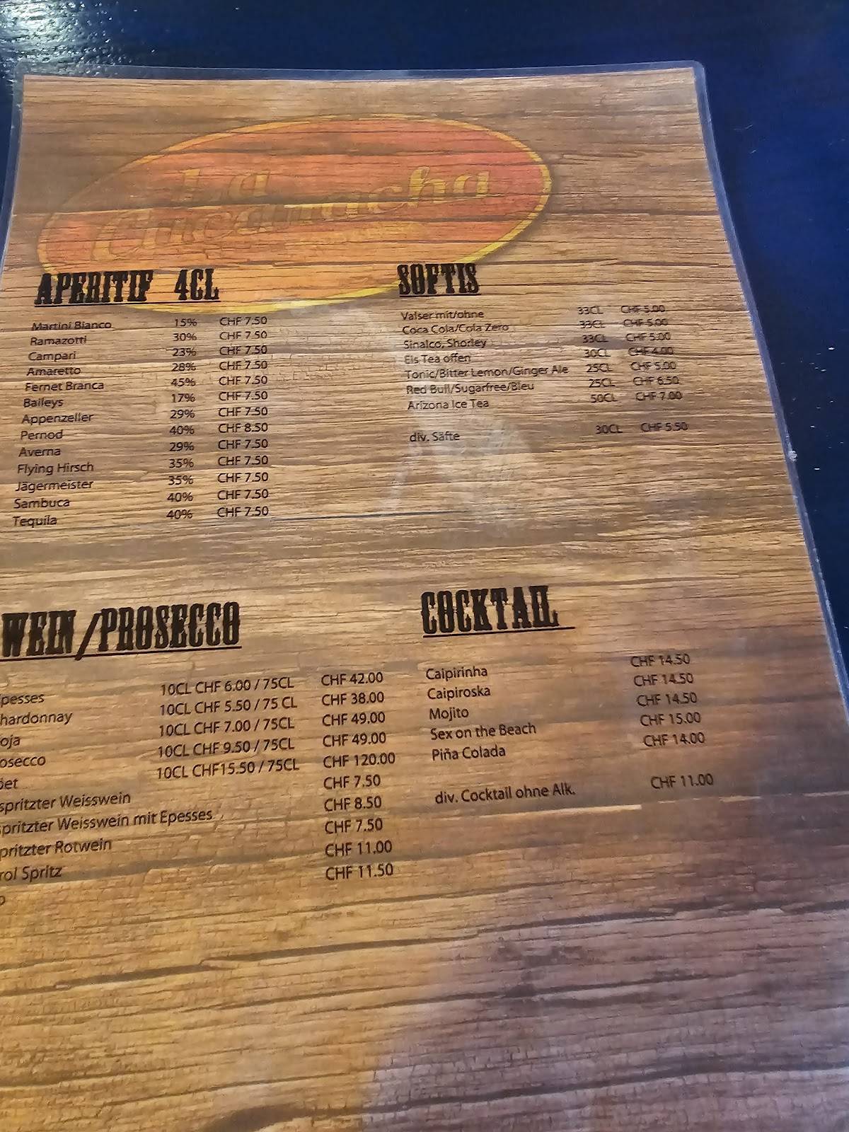 Menu di La Cucaracha 