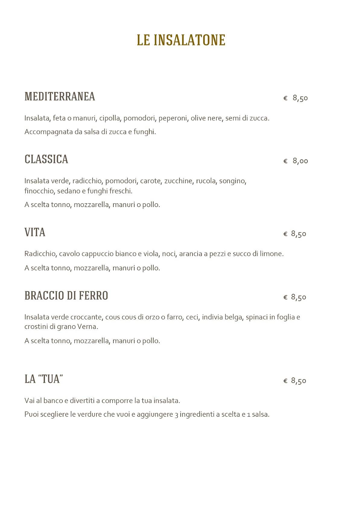 Menu di La Gusteria 