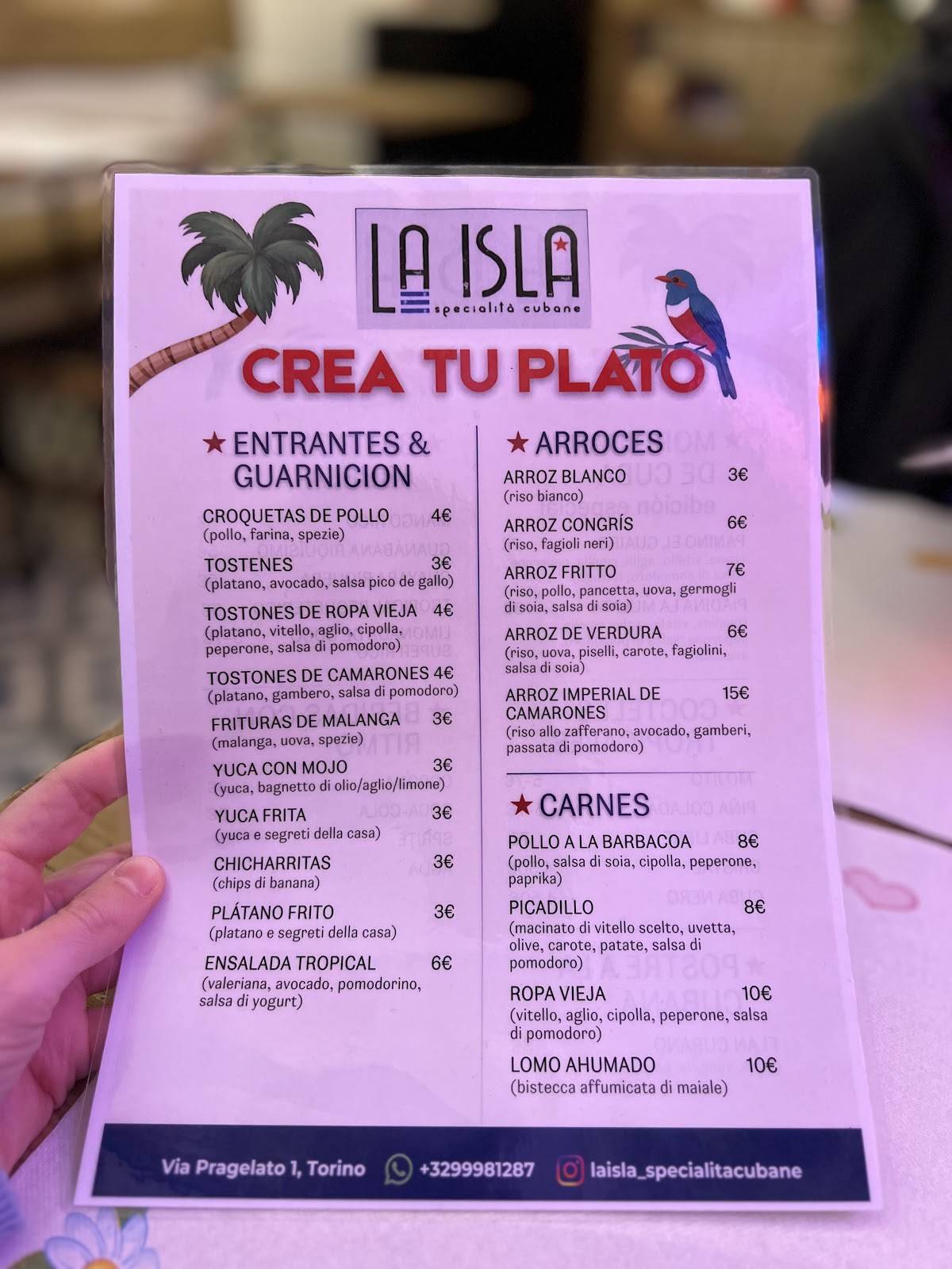 Menu de La Isla