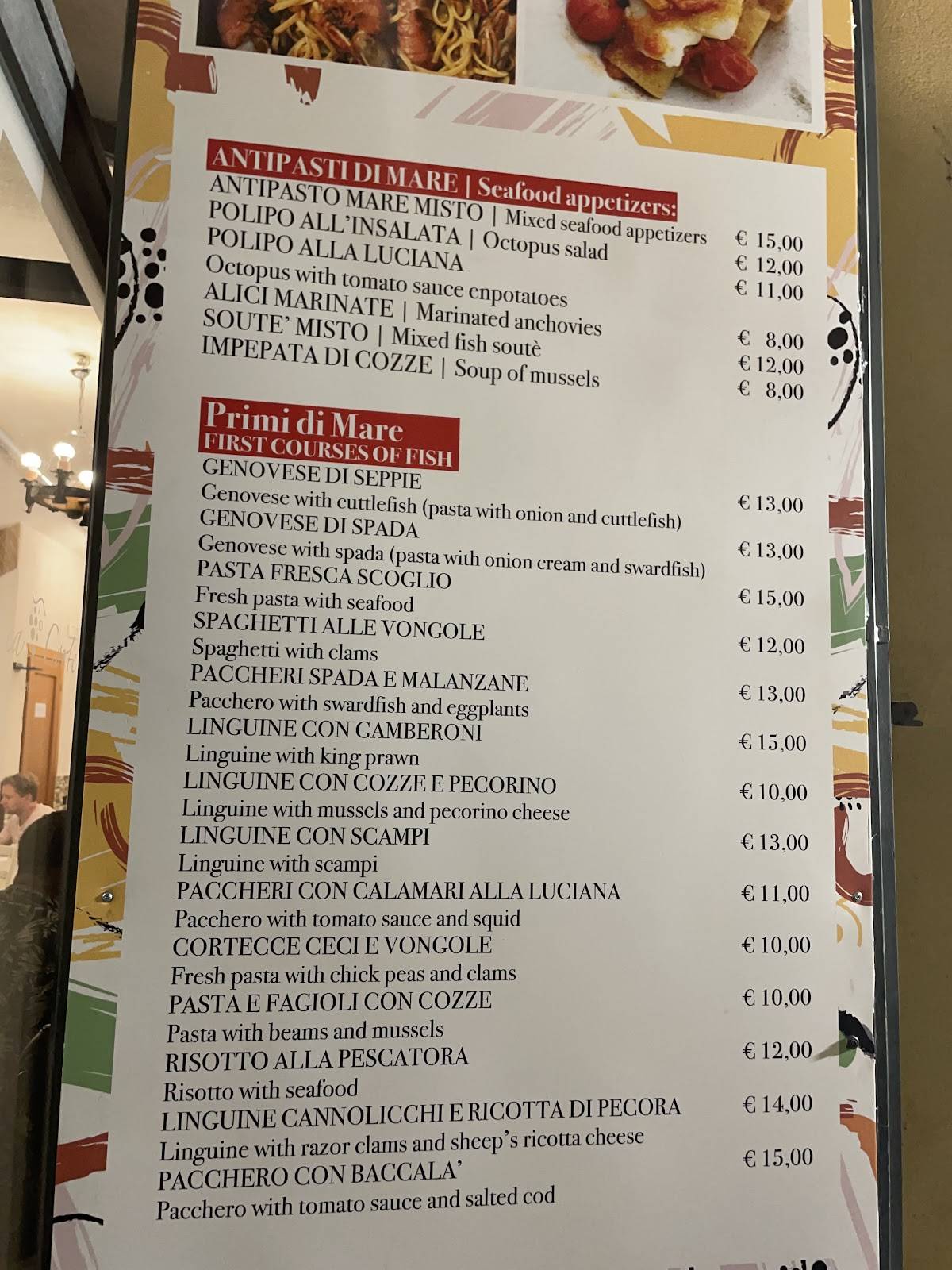 Menu di La Lampara Da Peppe A Seccià 