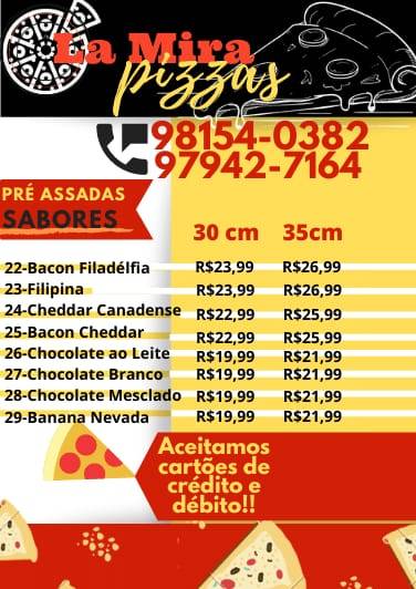 La Mira Pizzas cardápio