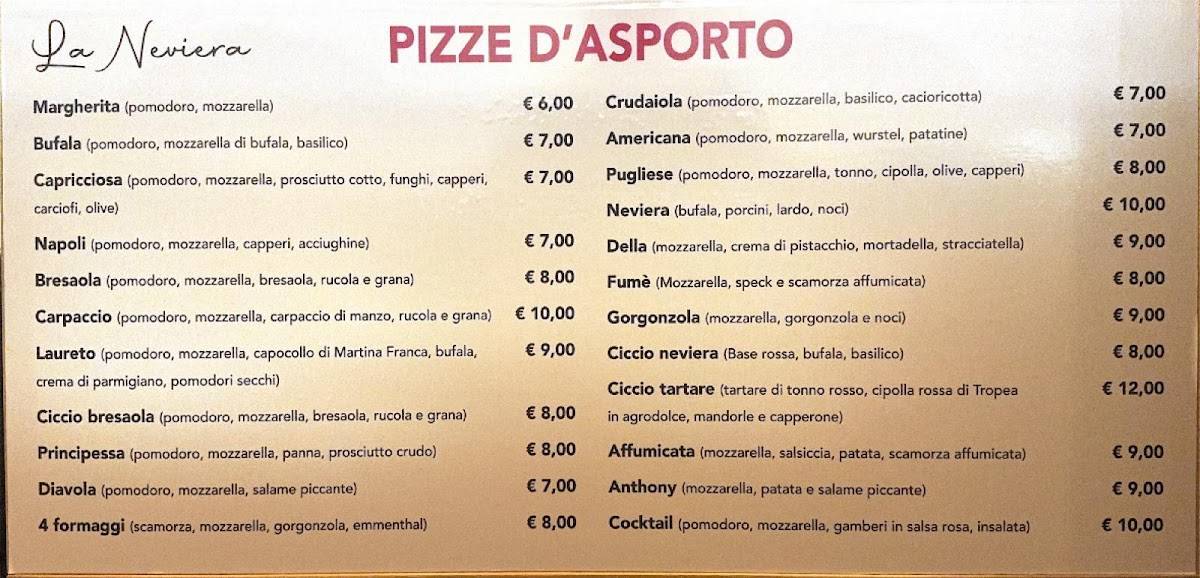 Menu di La Neviera 