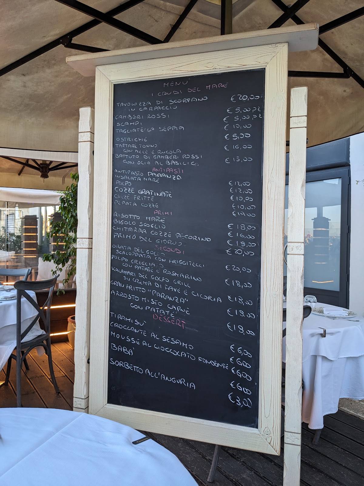 Menu di La Paranza 