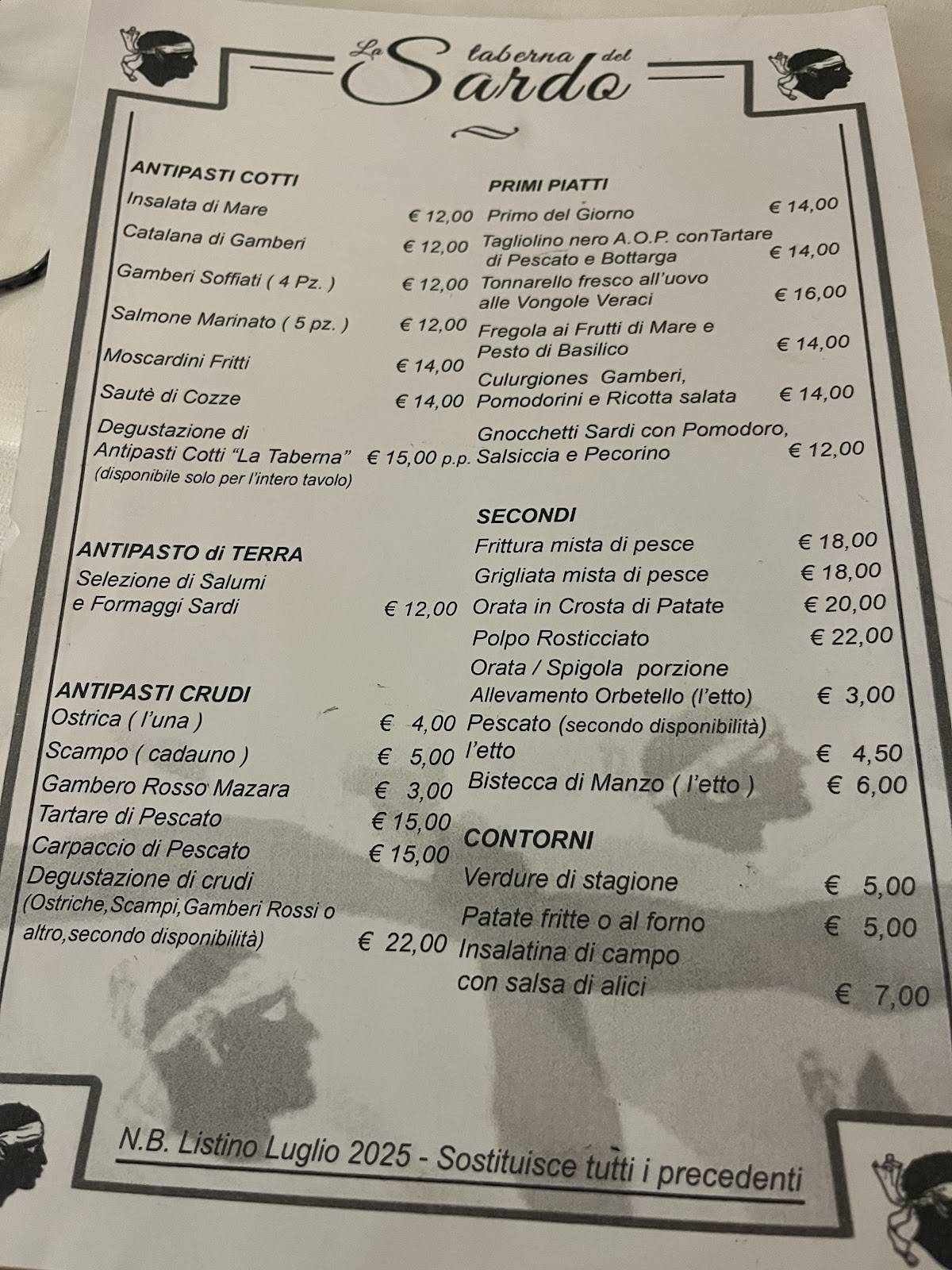 Menu di La Taberna Del Sardo 