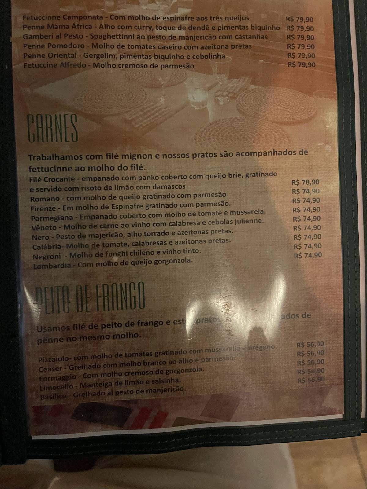 La Tratoria cardápio