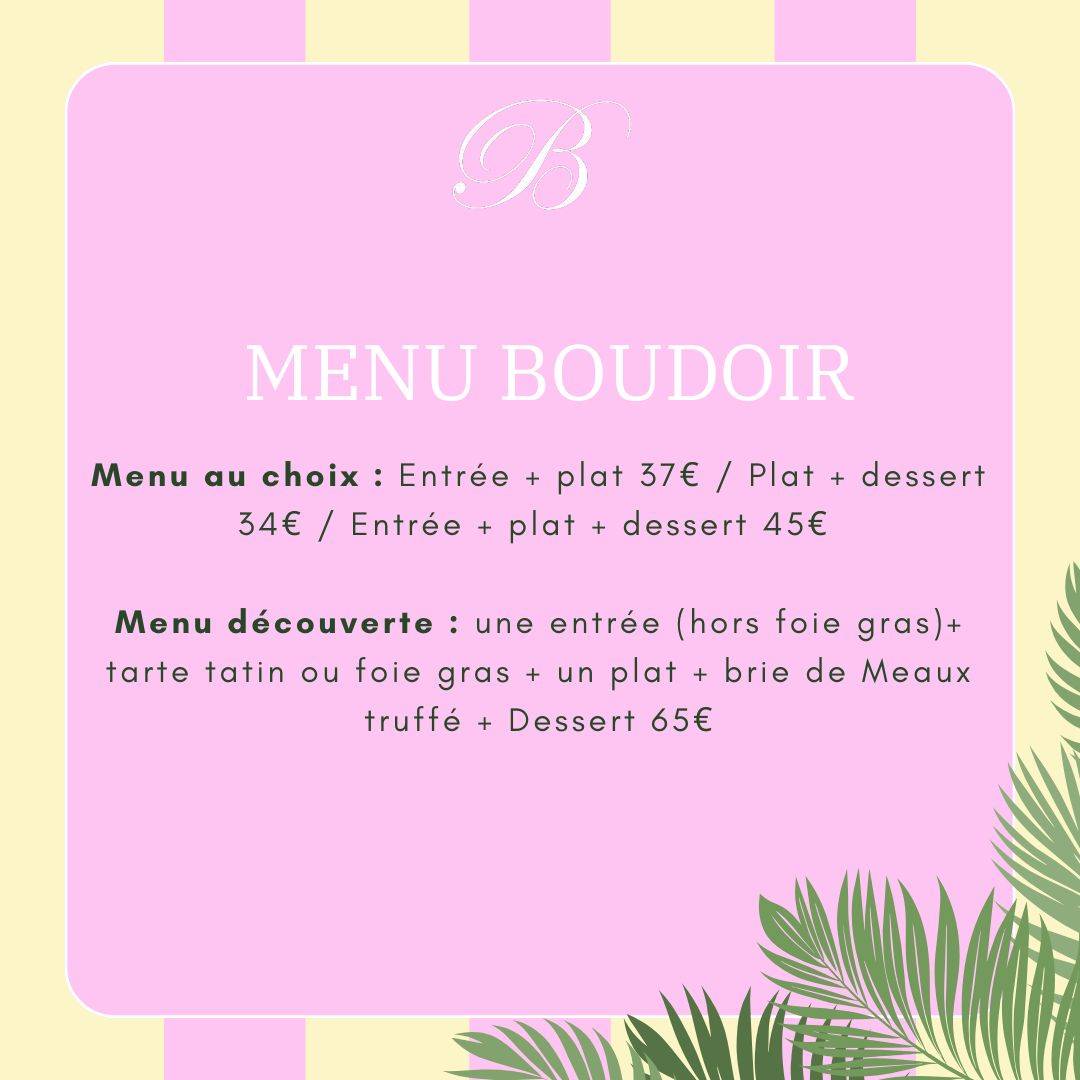 Menu de Le Boudoir