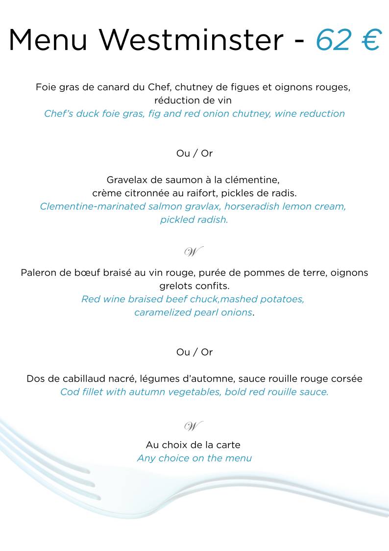 Menu de Restaurant Le Duc - Nice