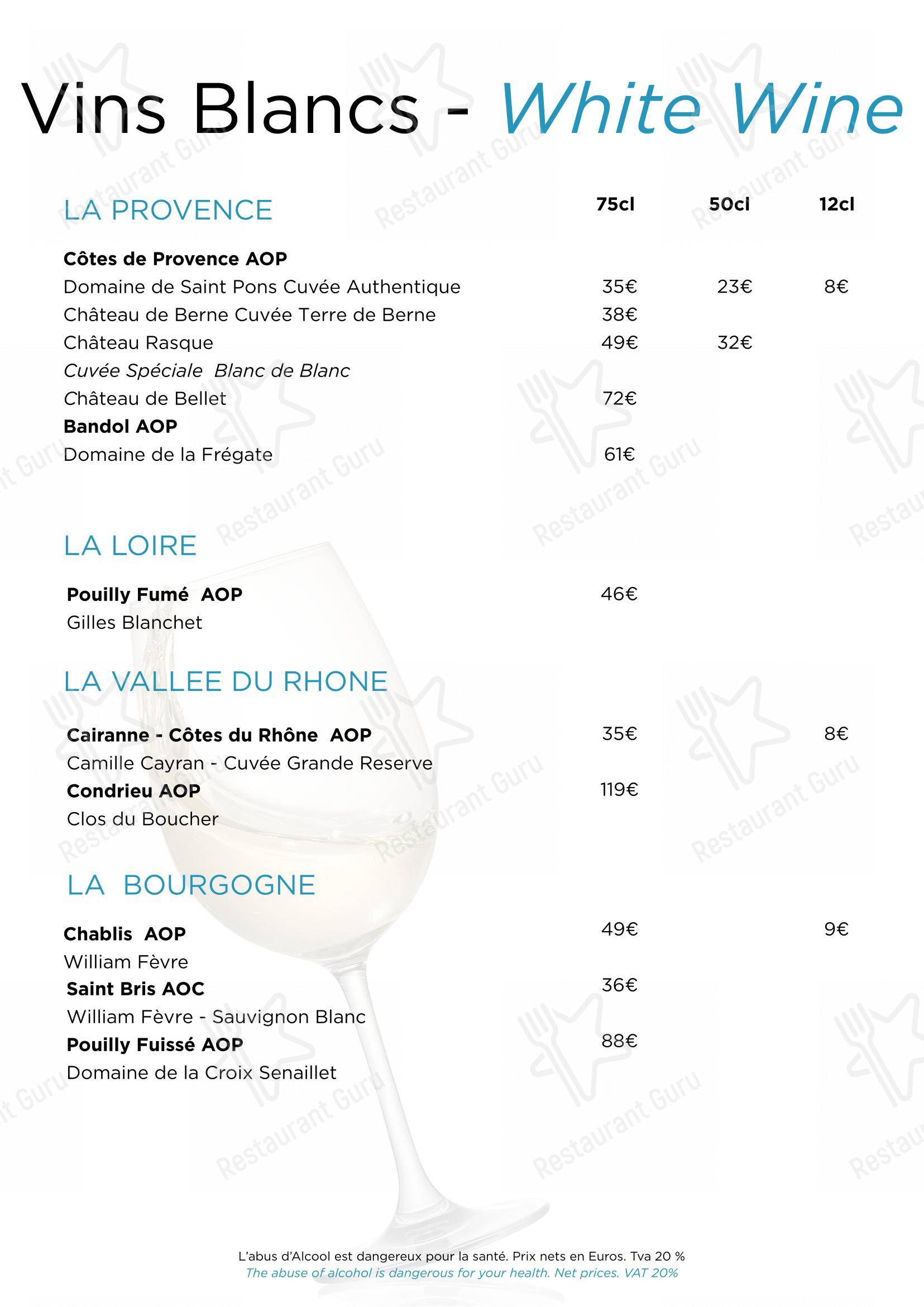 Ночное меню pour Restaurant Le Duc - Nice dans Nice