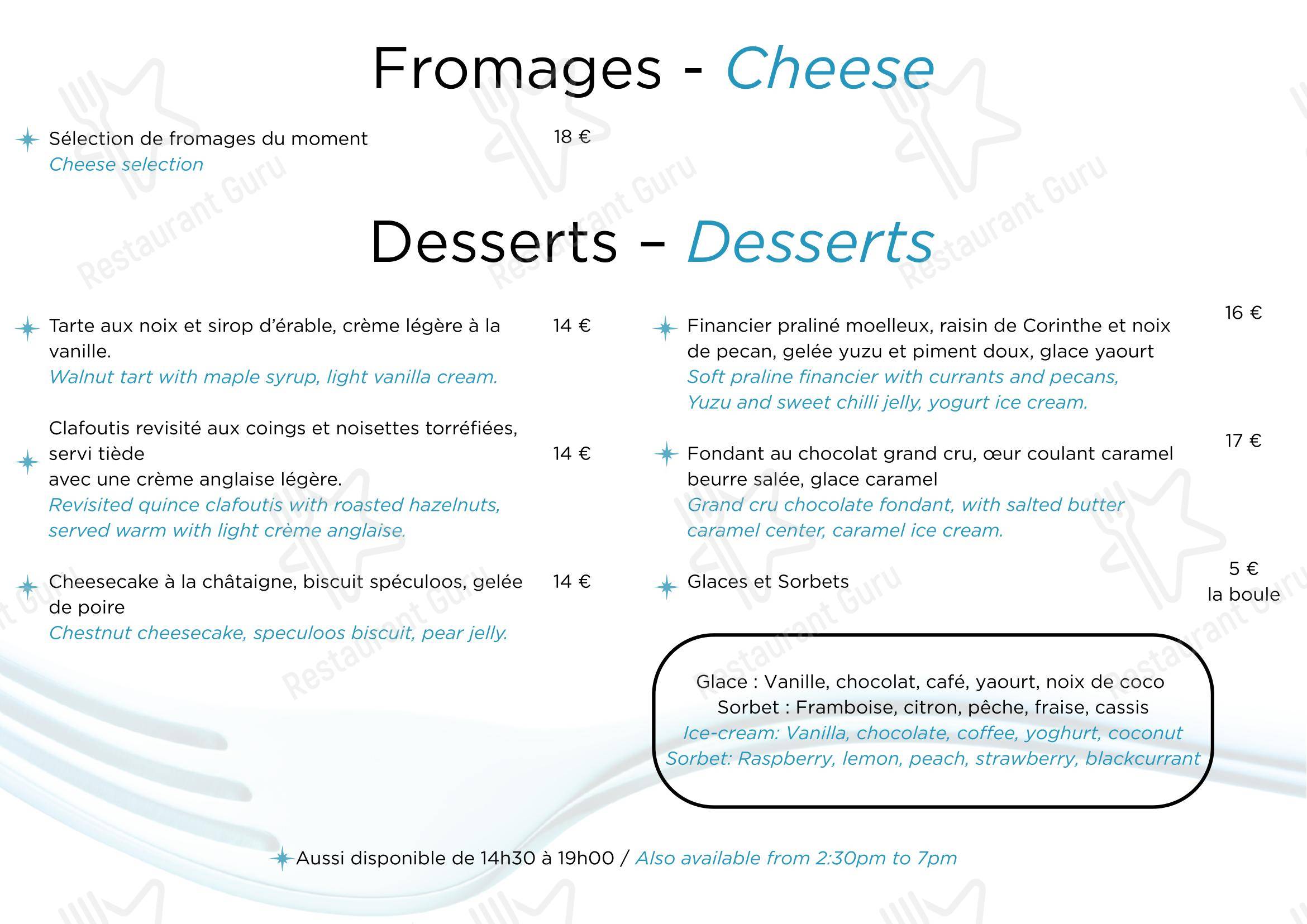 Menu pour Restaurant Le Duc - Nice restaurant