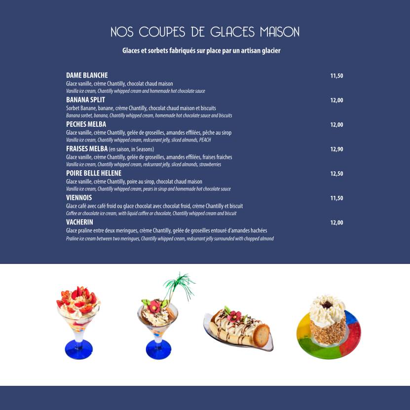 Menu de Le Poussin Bleu