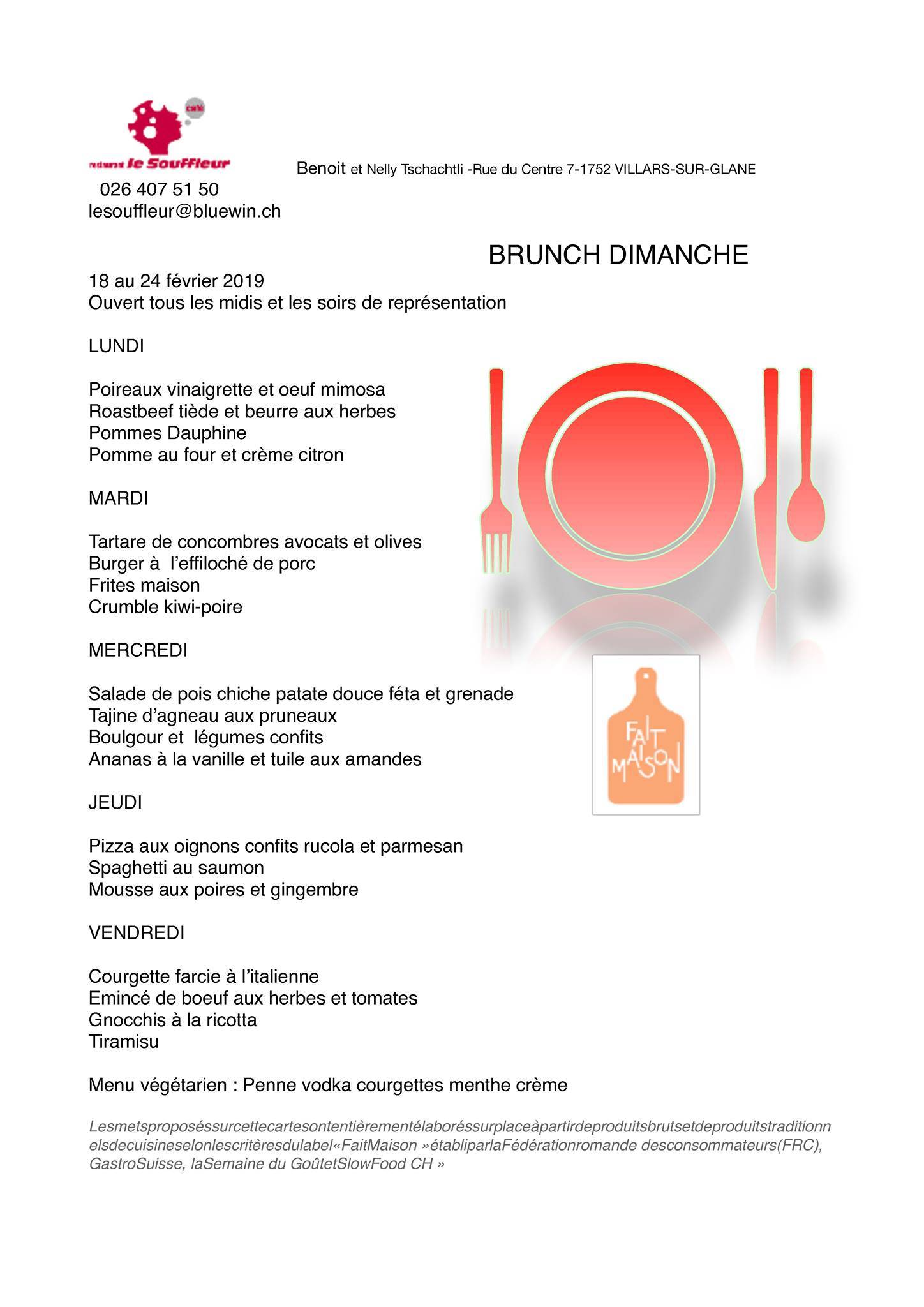 Menu di Le Souffleur 