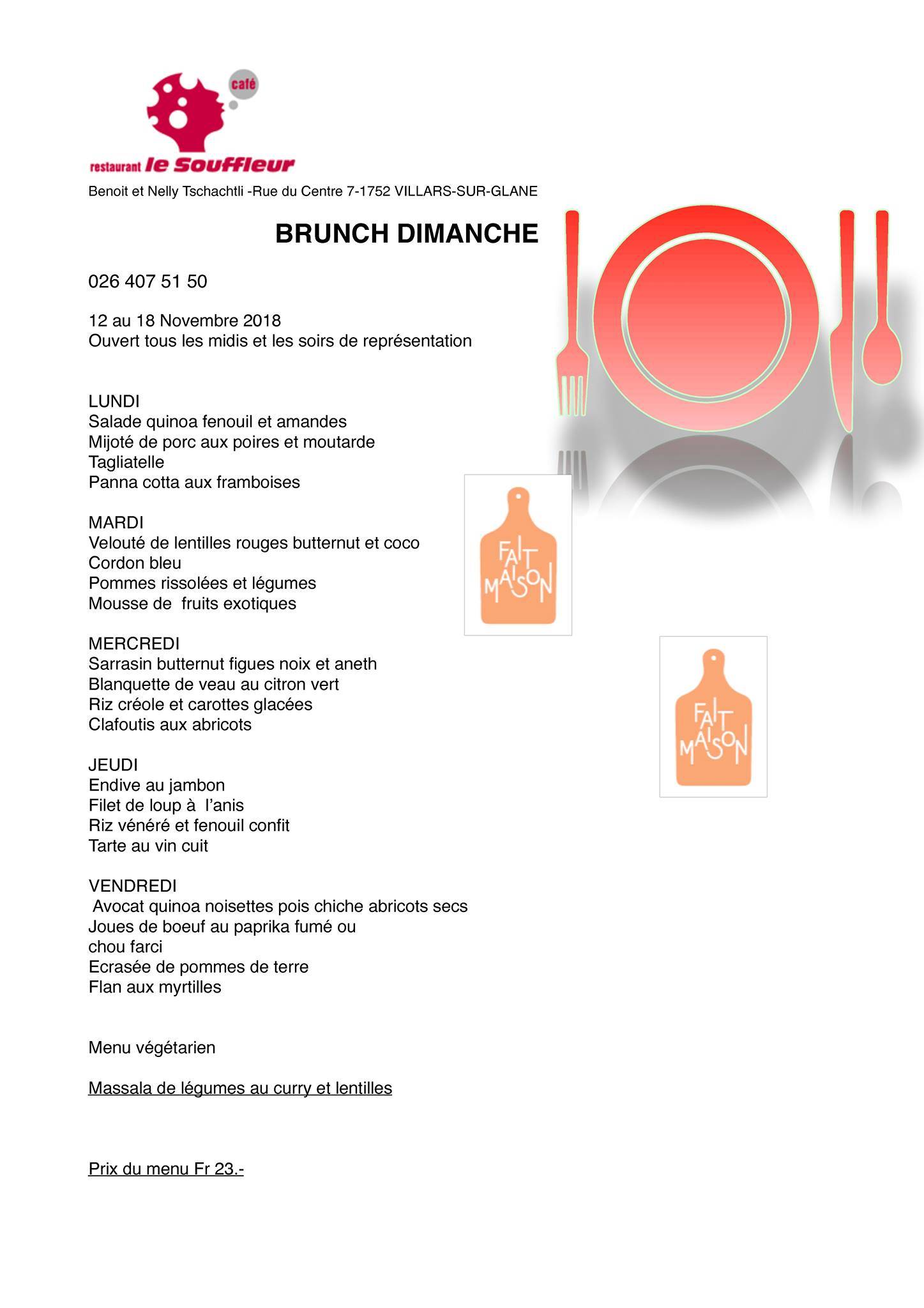 Menu di Le Souffleur 