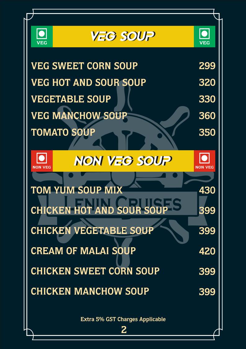 Lenin Cruises menu