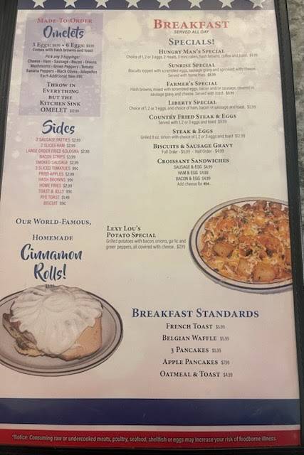 Menu at Liberty Bell Restaurant, Liberty, 215 S Main St