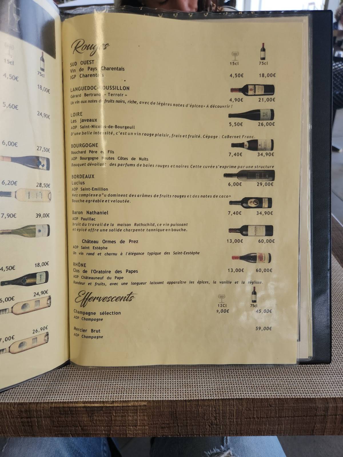 Menu de Linattendu Restaurant & Bar à Vins Royan