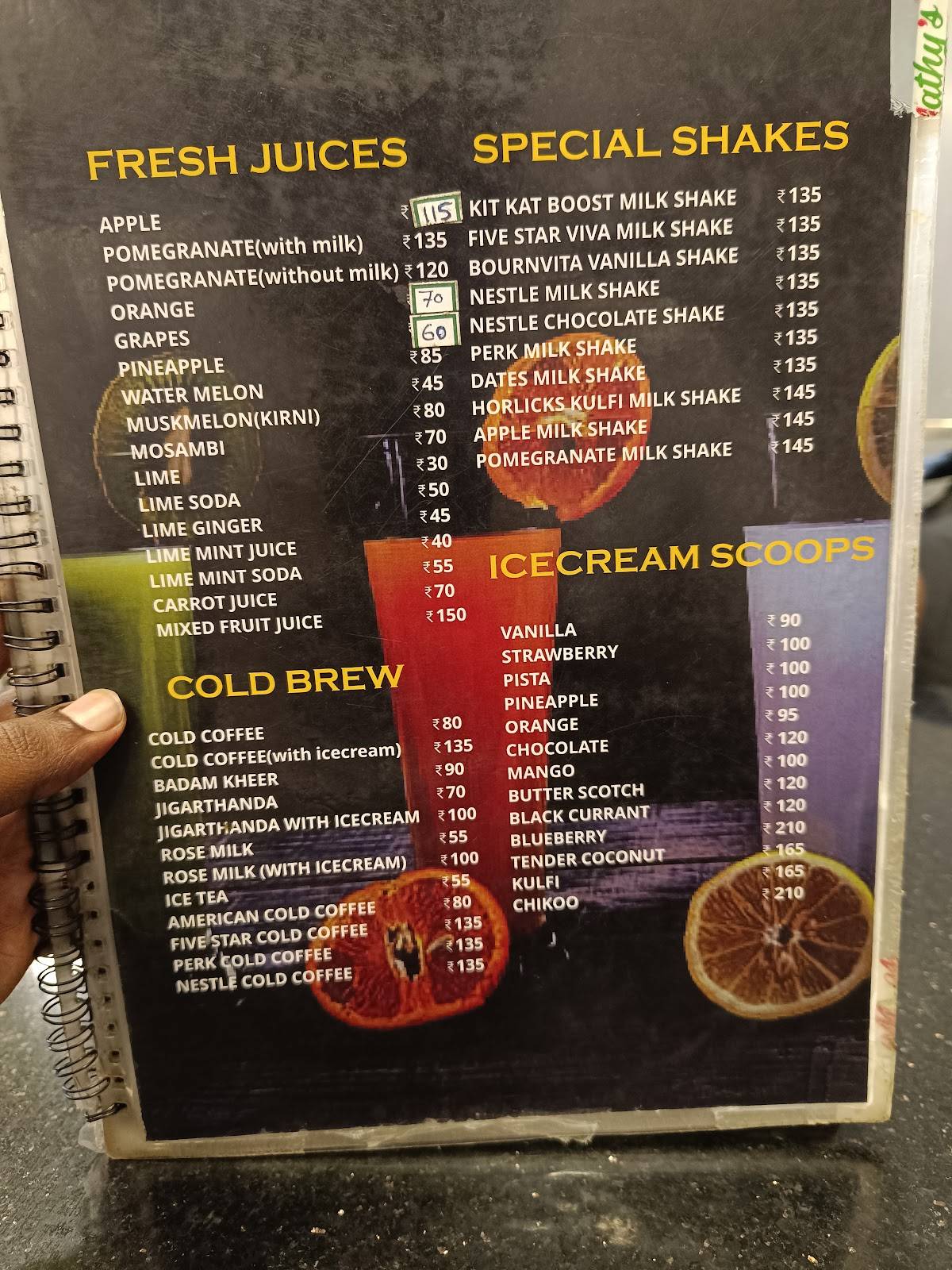 Menu at MATHY'S CAKE CORNER & MATHY BAKERY, Marthandam