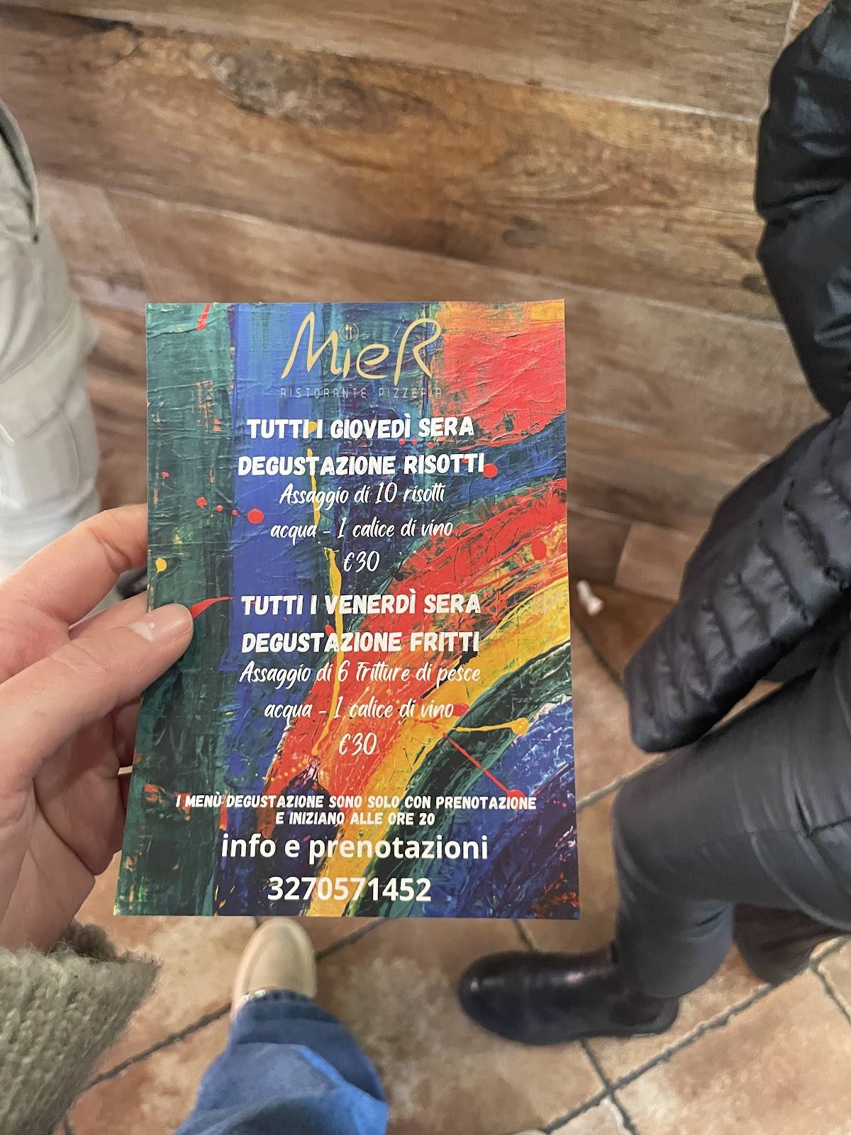 Menu di MIER RISTORANTE PIZZERIA 