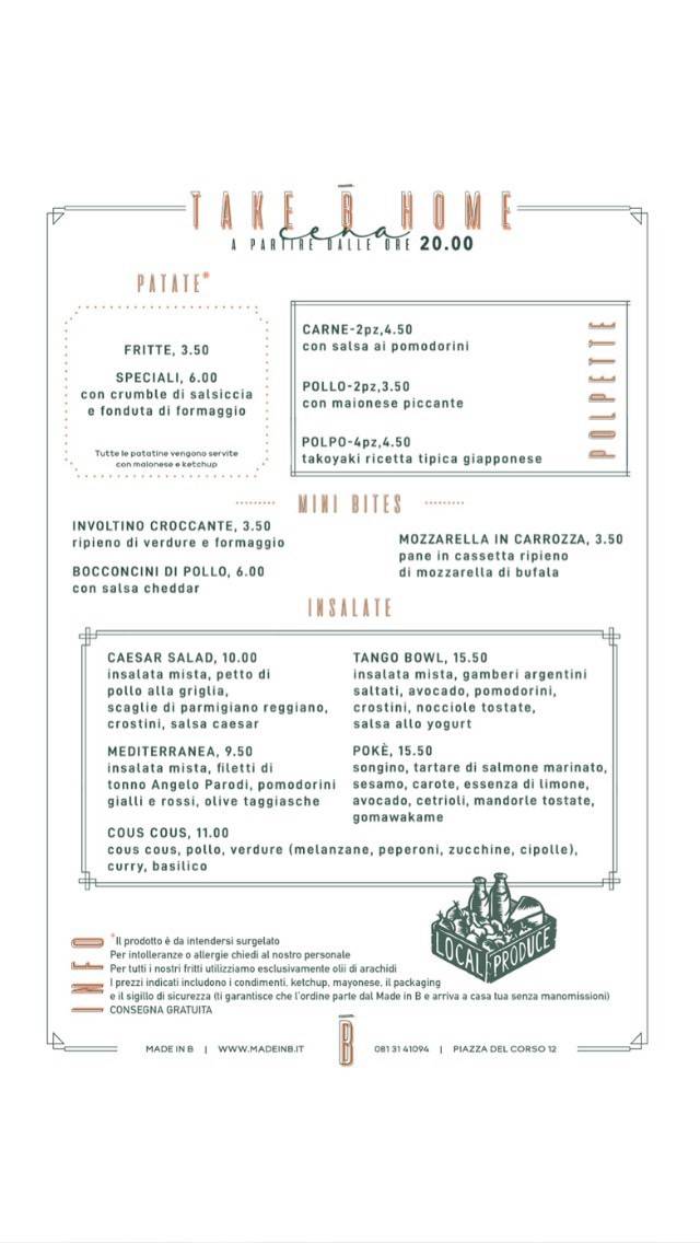 Menu di Made in B 