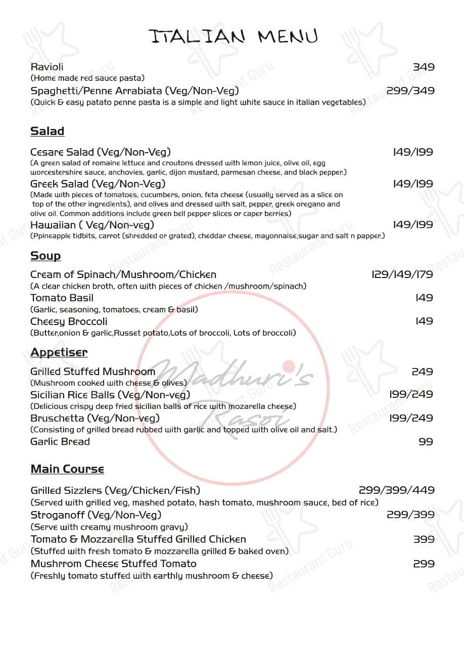 Madhuri's Rasoi menu