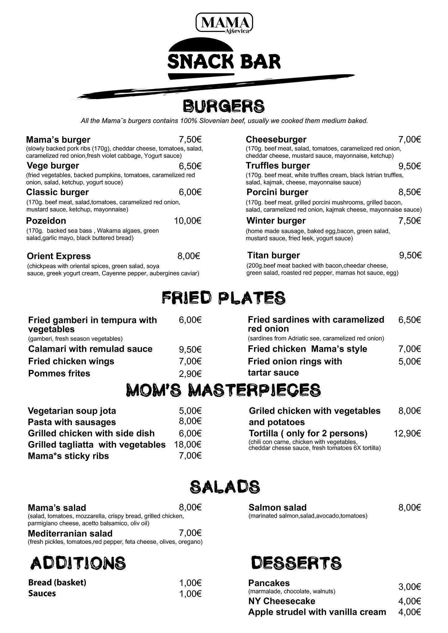 Menu di Toč gostilnica in vinoteka 