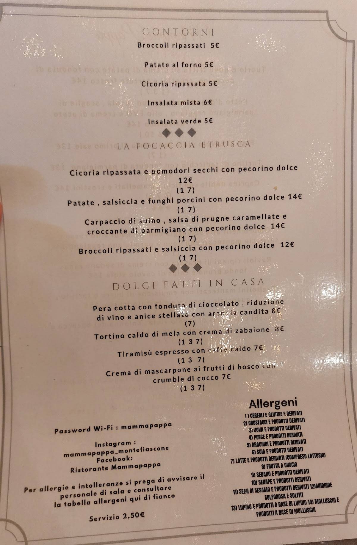 Menu di Mamma Pappa 