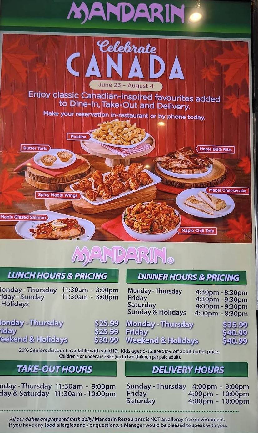 Menu de Mandarin Restaurant