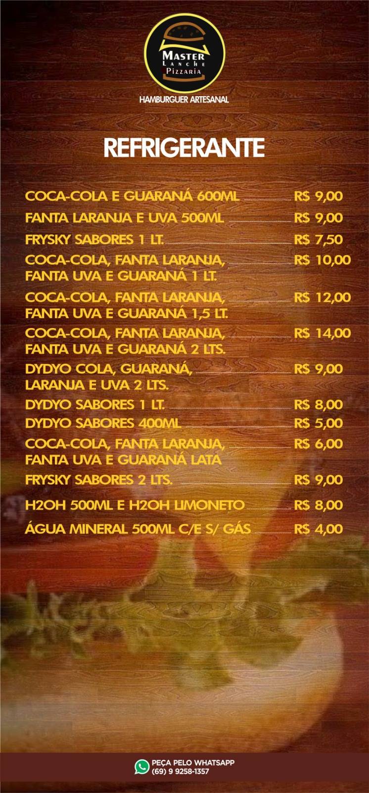 Master Lanche e Pizzaria delivery e retirada cardápio