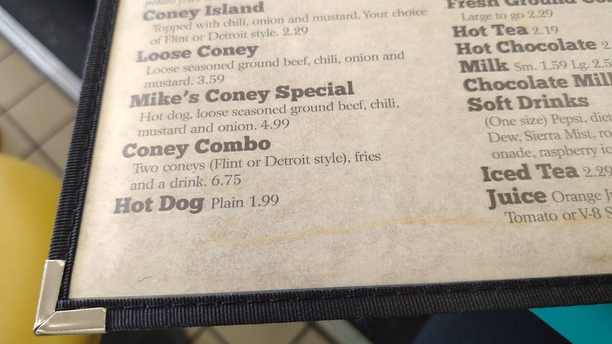 Menu at Mike's Coney Island Restaurant, Holly