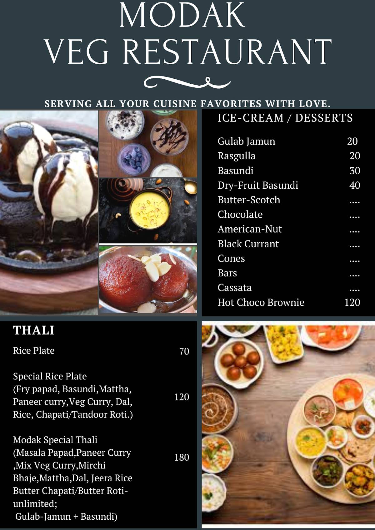 Modak Veg Restaurant menu