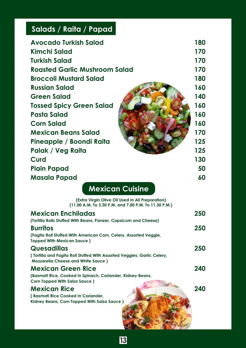 Multi Spice menu
