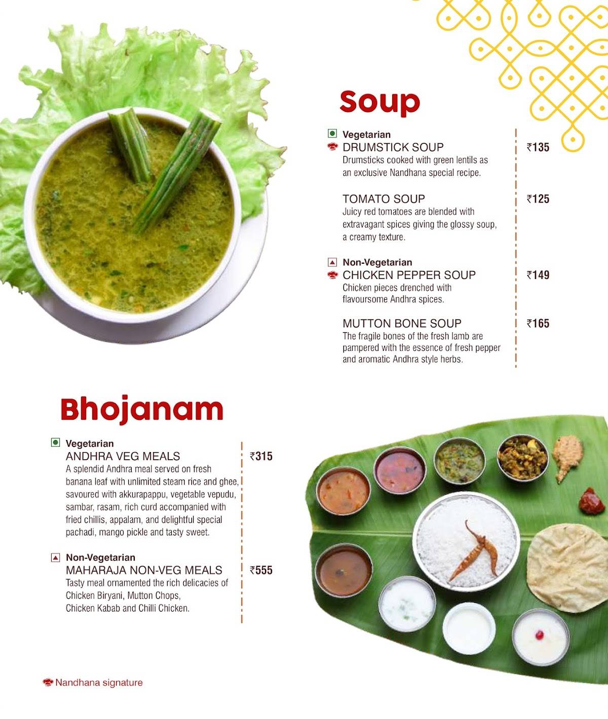 Nandhana Palace -Andhra Style Restaurant - Rajajinagar menu