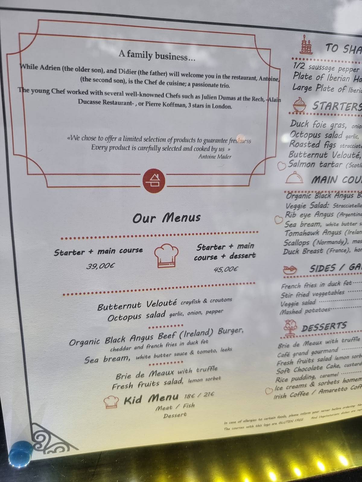 Menu de Neuilly's