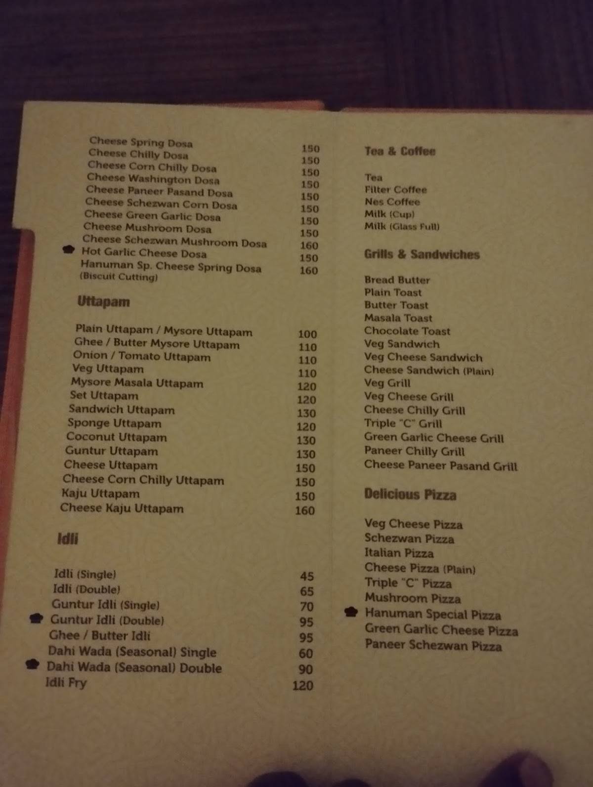 New Hanuman Executive menu