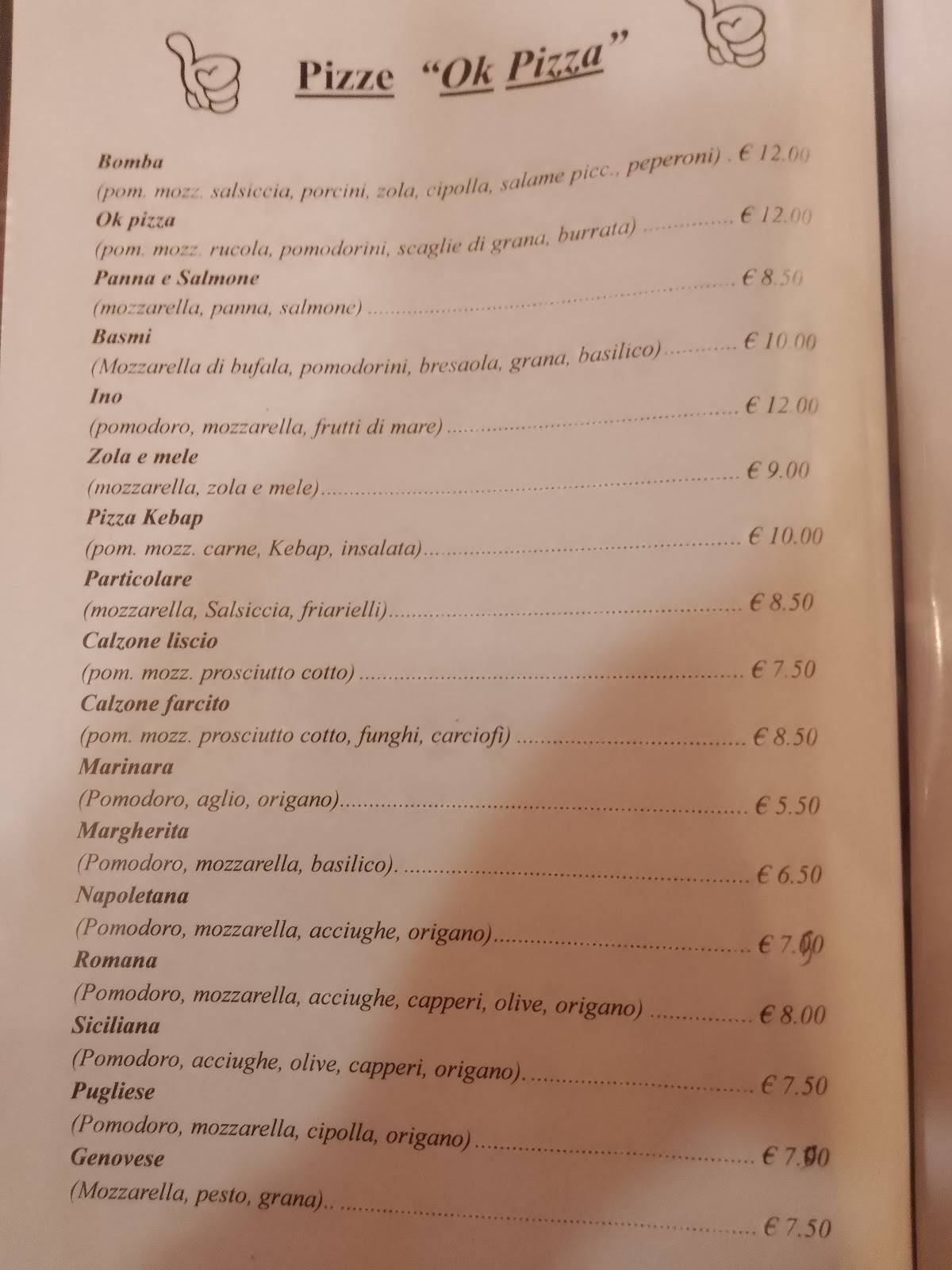 Menu di OK Pizza 