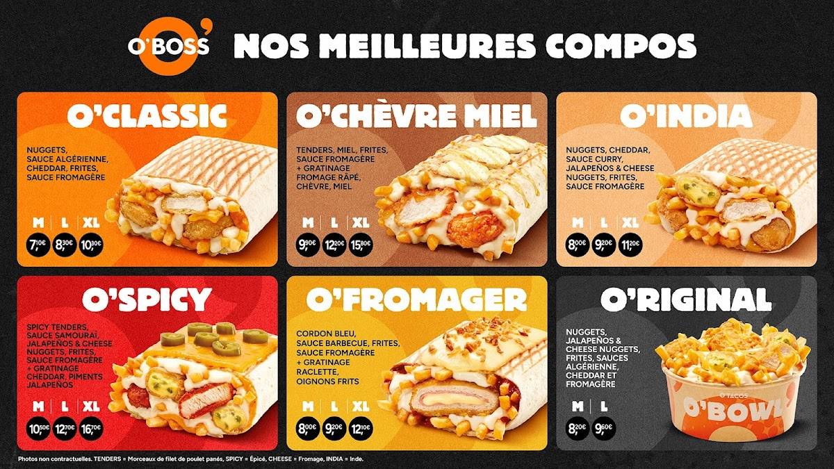 Menu de O'Tacos Rouen Rive Droite