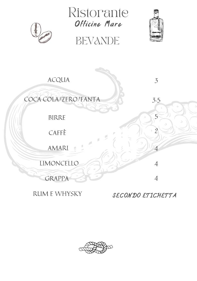 Menu di Officine Mare 