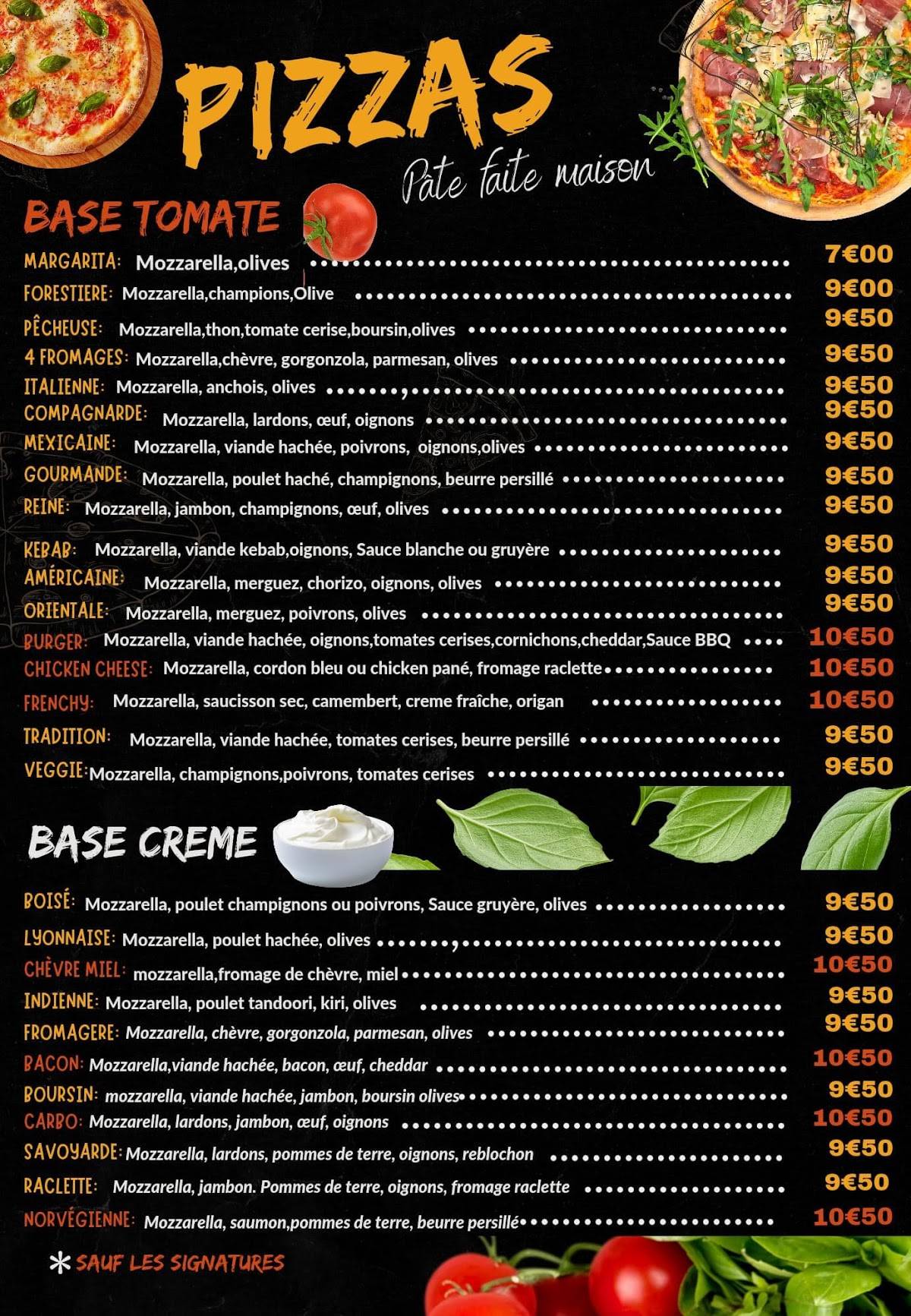Menu de One Pizza