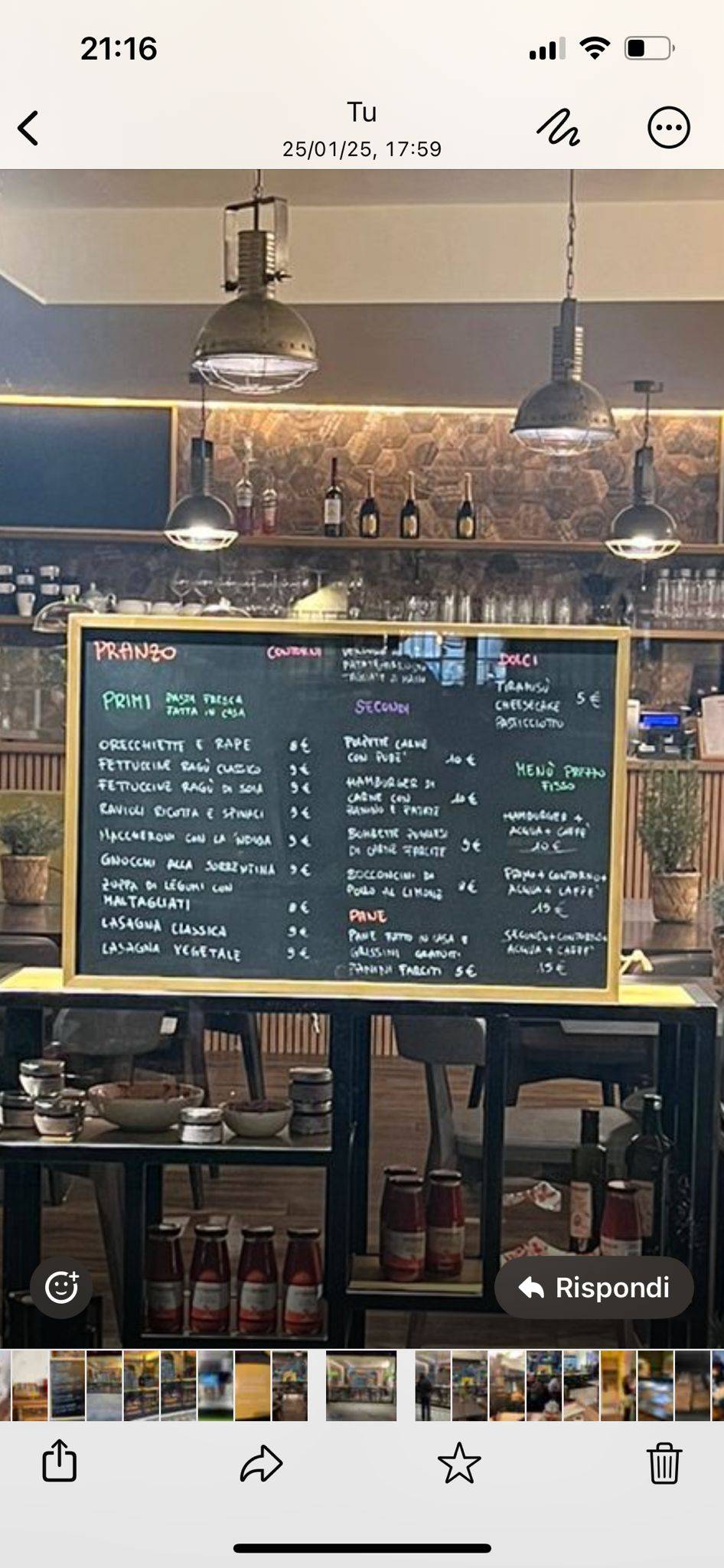Menu di Sacro e Profano 