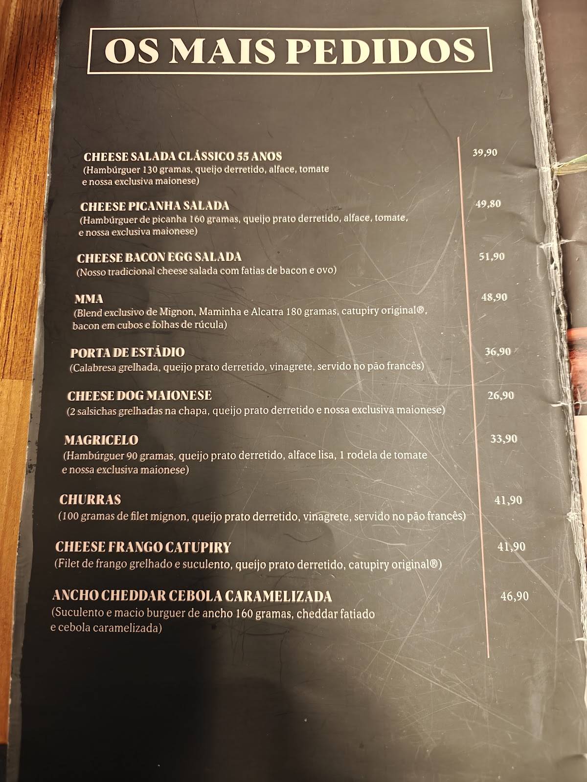 Osnir Hamburger cardápio