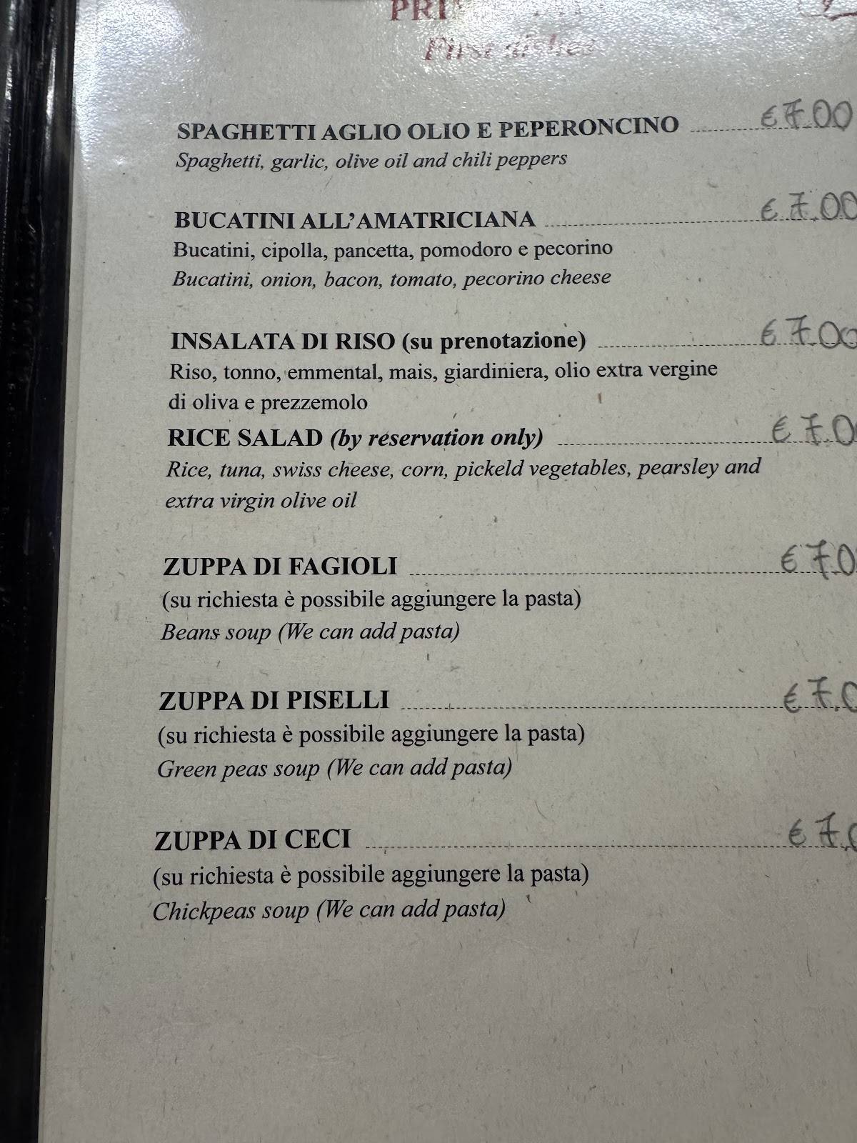 Menu di Osteria Tre Rose 